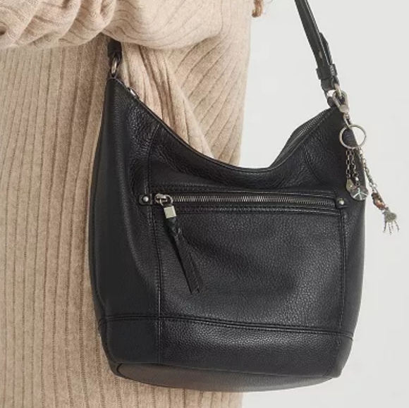 The Sak Sequoia Leather Hobo Shoulder Bag Black with Charms Retail $199 - Picture 1 of 16